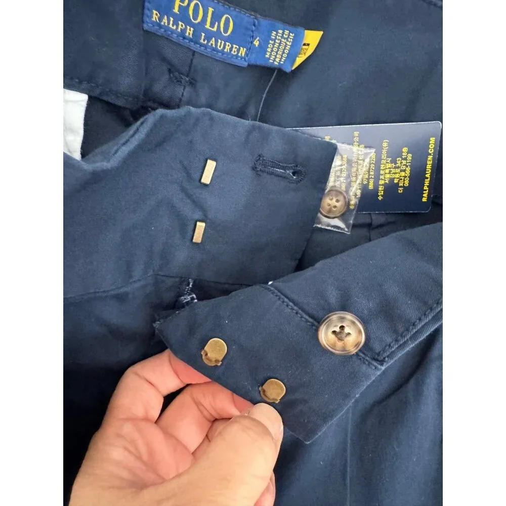 Polo Ralph Lauren High waist Pleated chino pants belted‎ navy 90s office sz 4